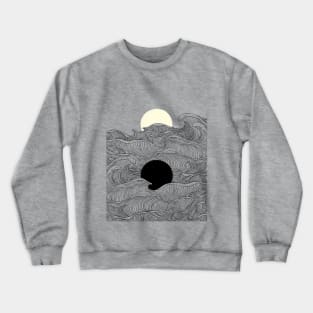 Abstraction Landscape Yin yang sun moon Ocean wave Crewneck Sweatshirt